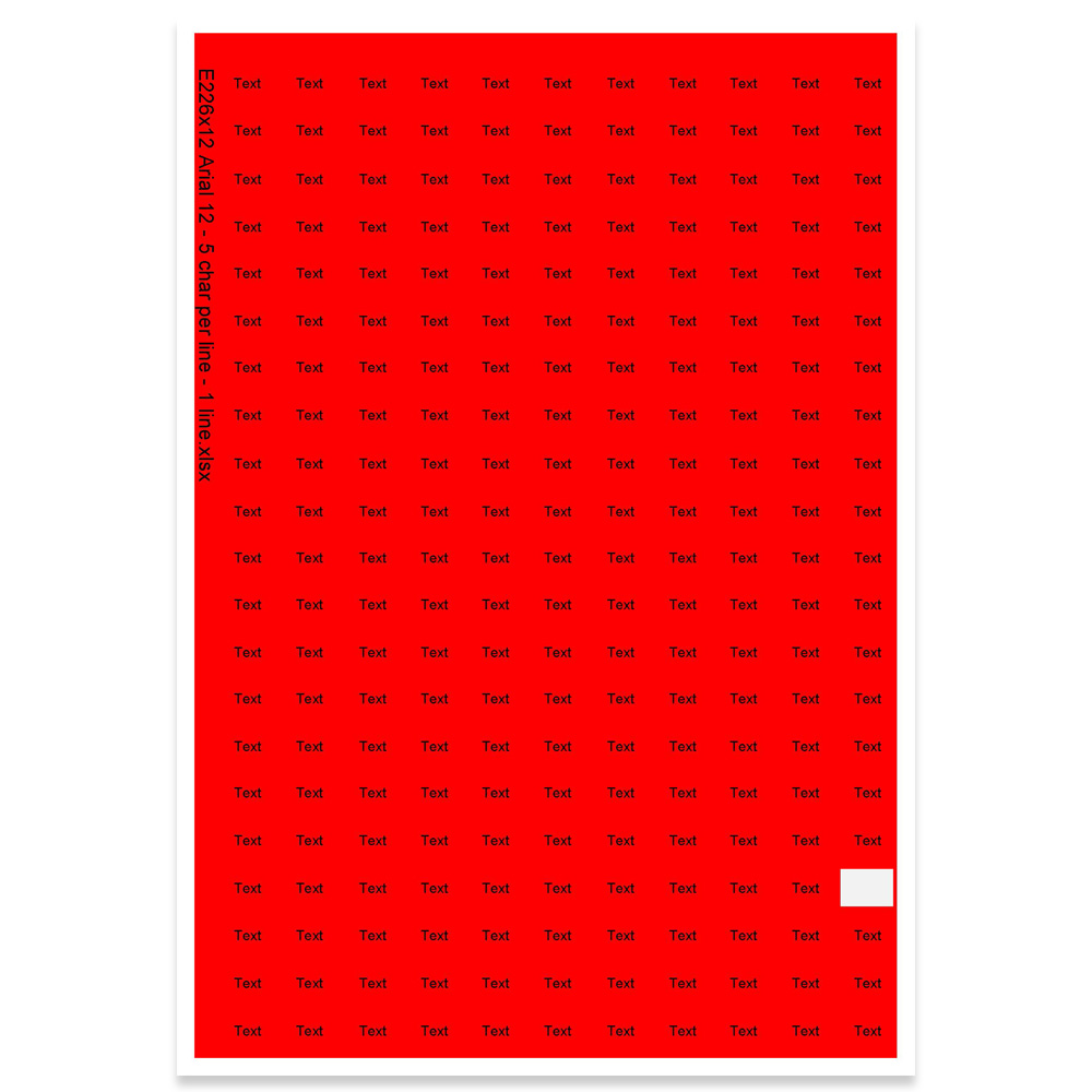 E226012 - 1 rad, max 5 tecken (Arial 12)