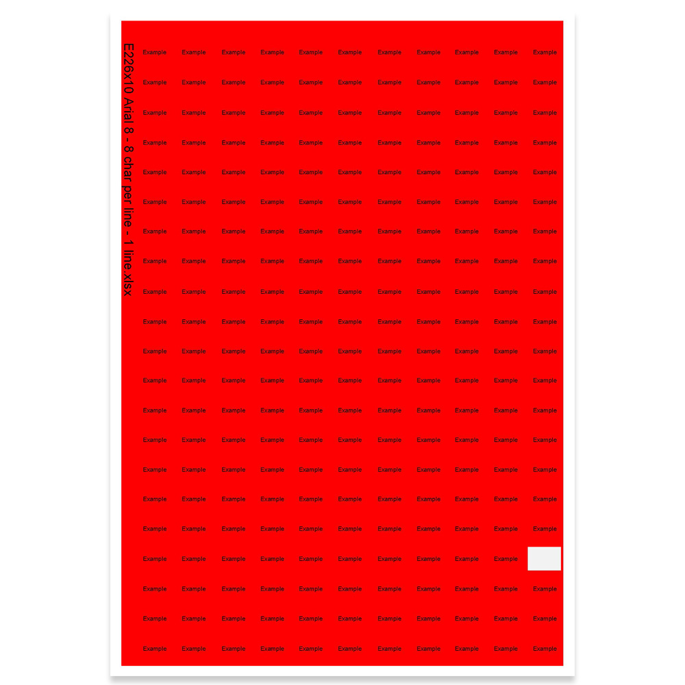 E226010 - 1 rad, max 8 tecken (Arial 8)